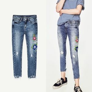 NWOT Zara Embroidery Jeans